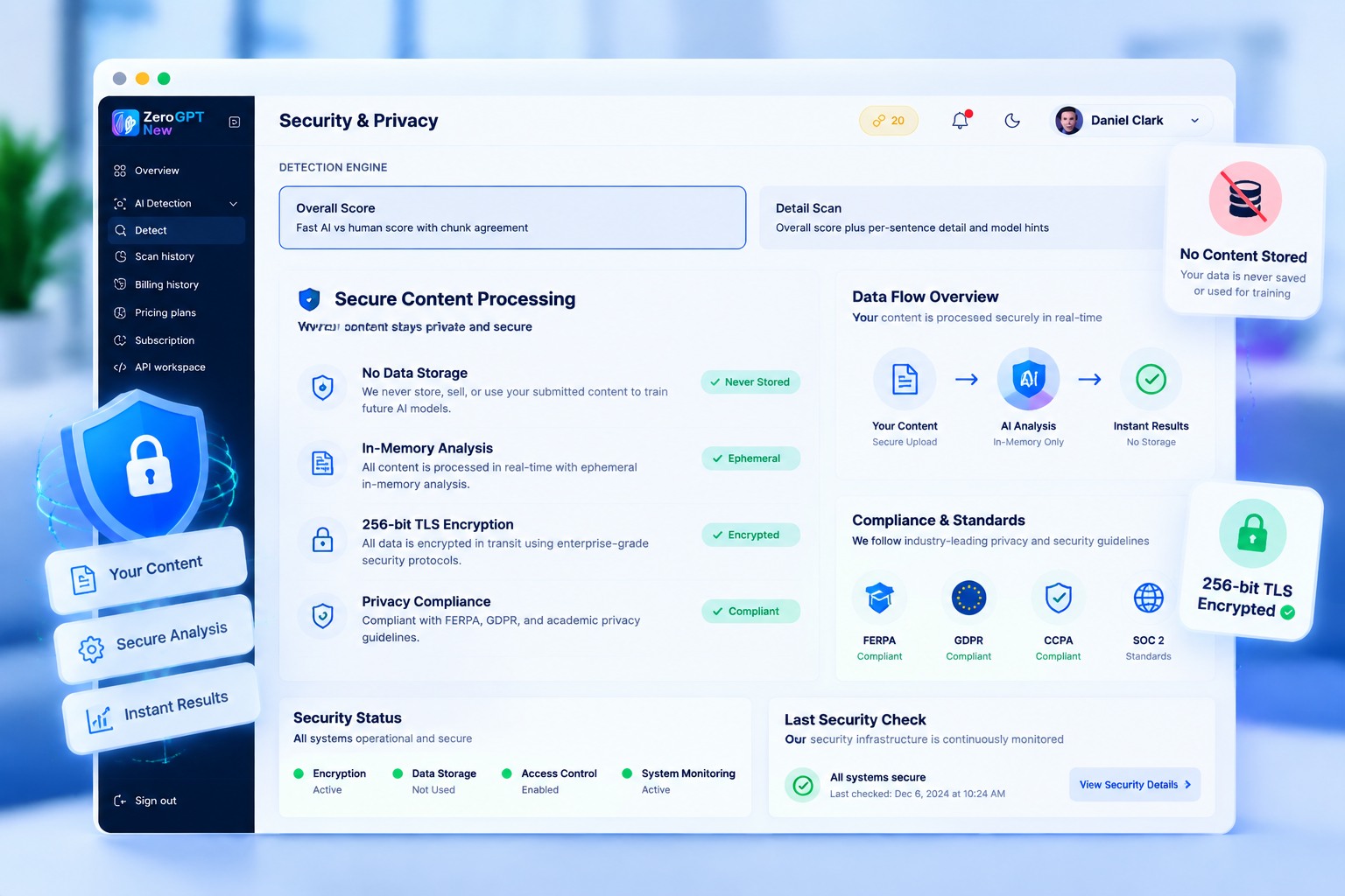 ZeroGPT New secure content processing and encryption